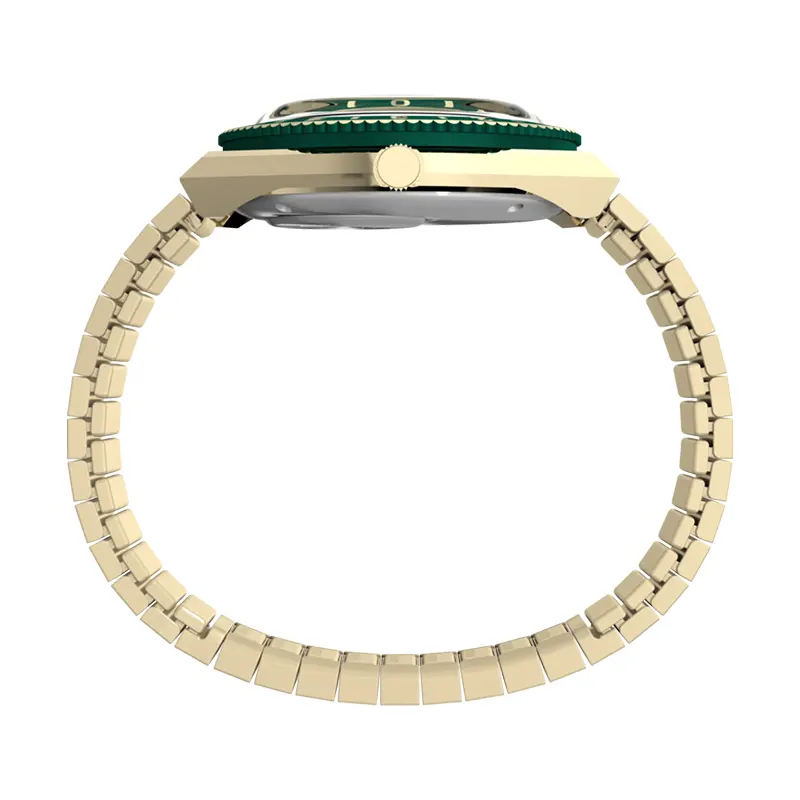 Timex Q 36mm Gold-Tone Green Malachite Dial Watch- TW2V92200